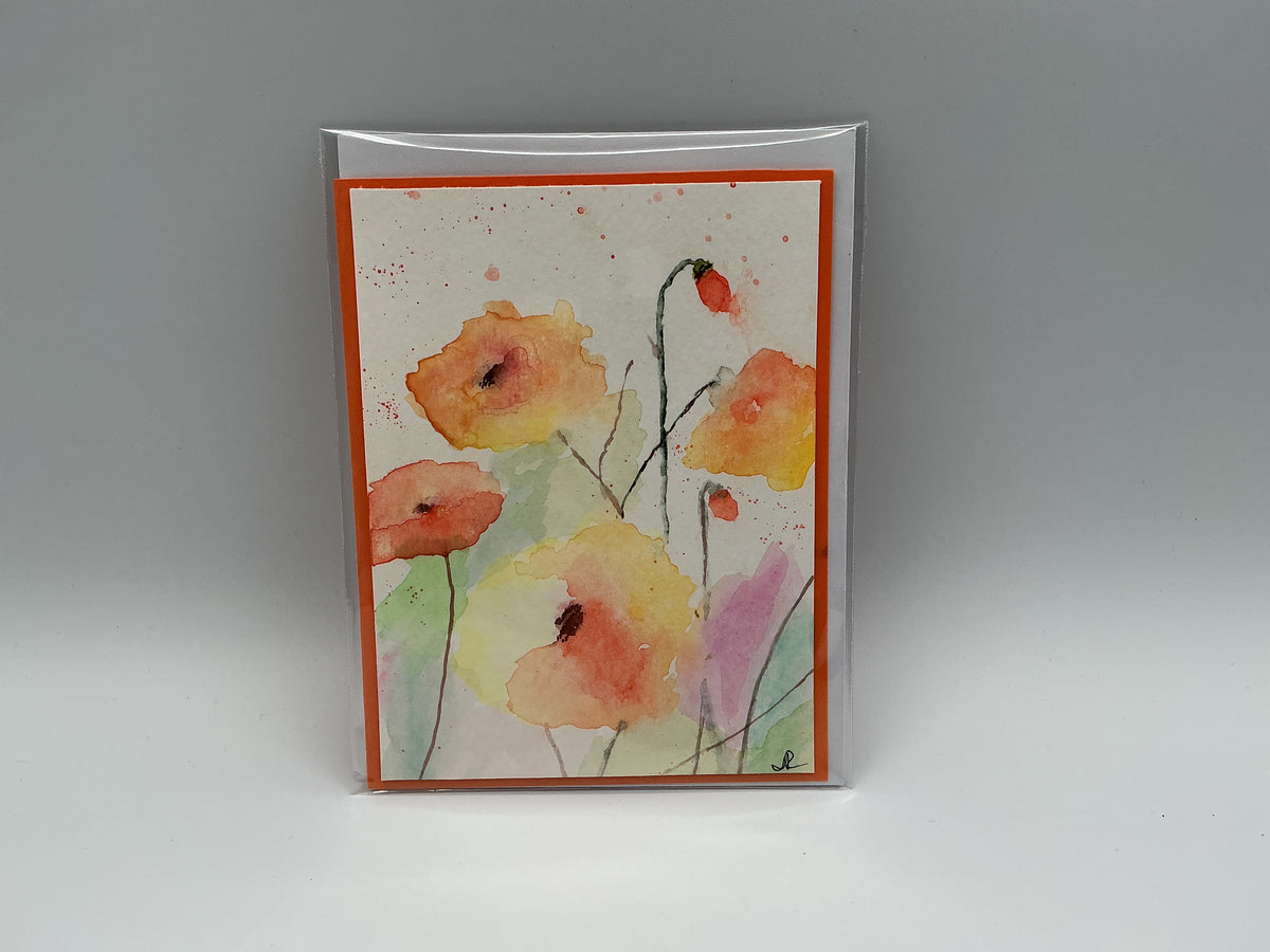 W/C Soft Poppies blank card