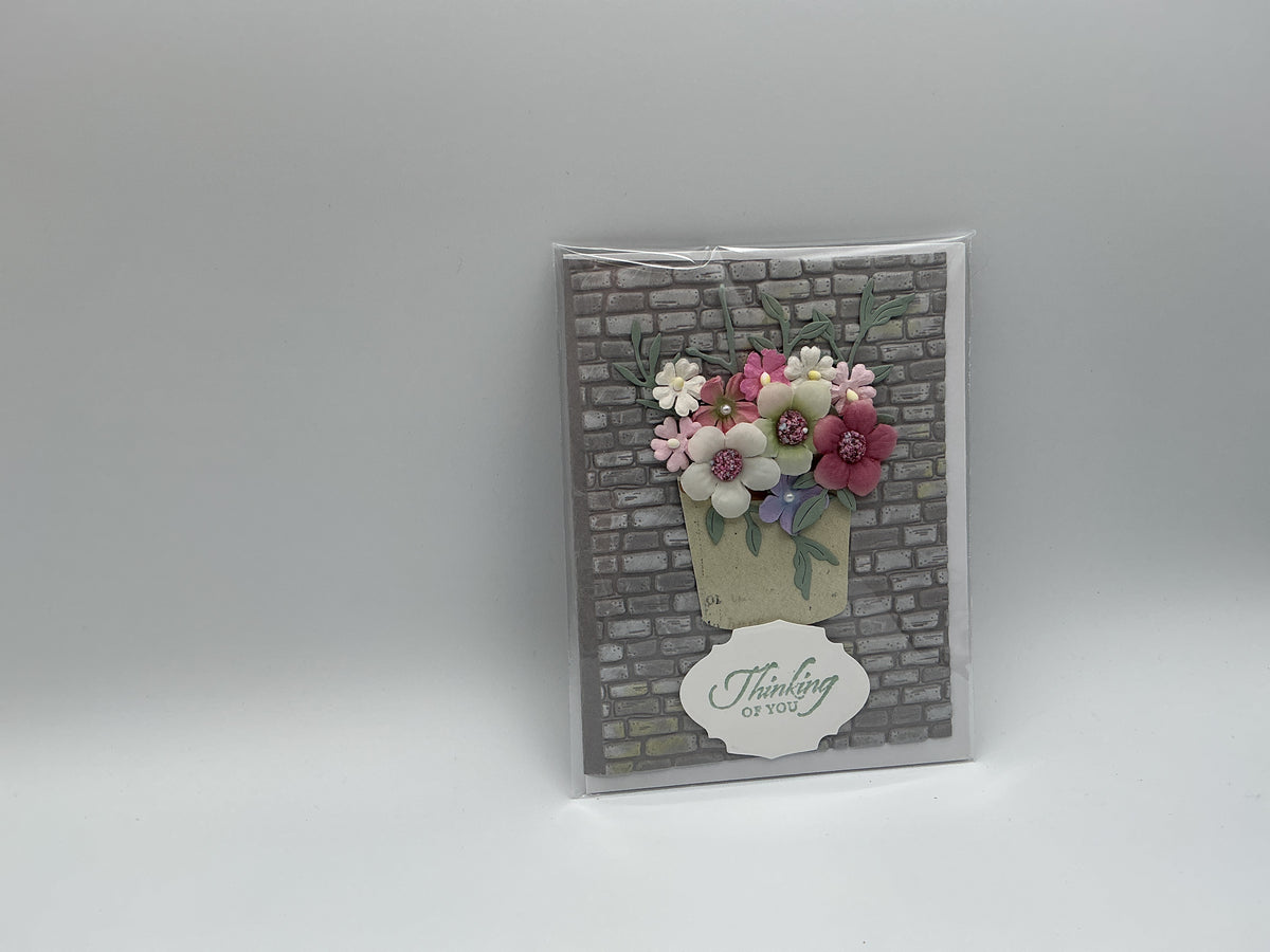 Flower pot thinking of you blank card