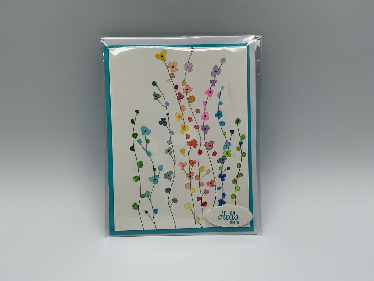 Floral dots watercolor blank card