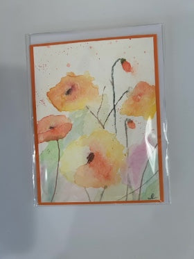 W/C Poppies blank card