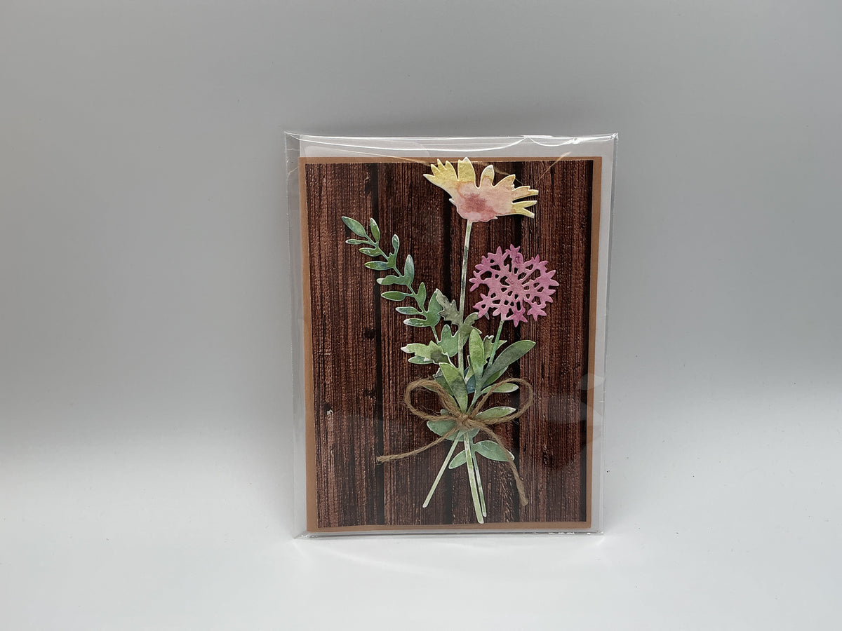 Wood 3d flower blank card