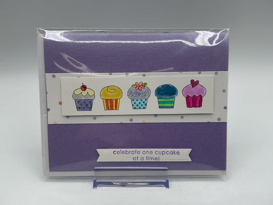 Colorful Cupcakes original blank card
