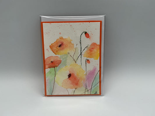 W/C Soft Poppies blank card