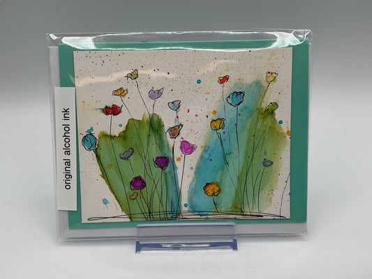 Sketchy Meadow original alcohol ink blank card
