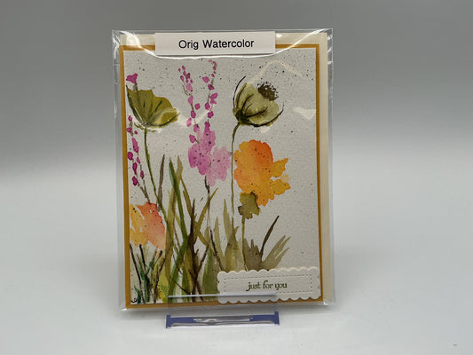 Wildflower Spray original watercolor blank card