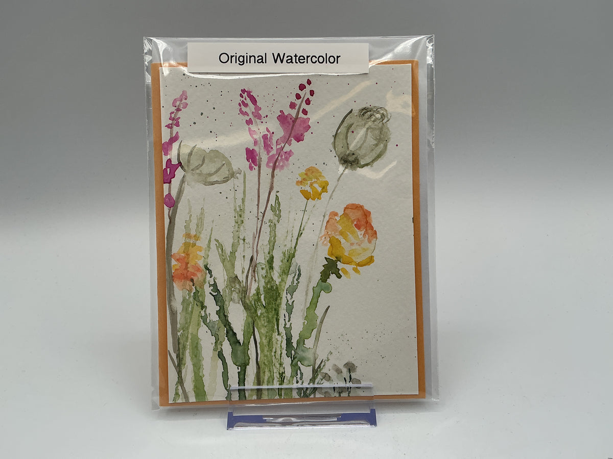 Loose Summer Bouquet original watercolor blank card