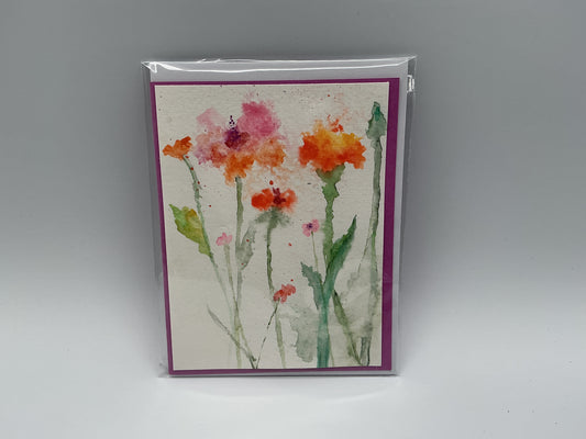 Spring flowers watercolor blank card