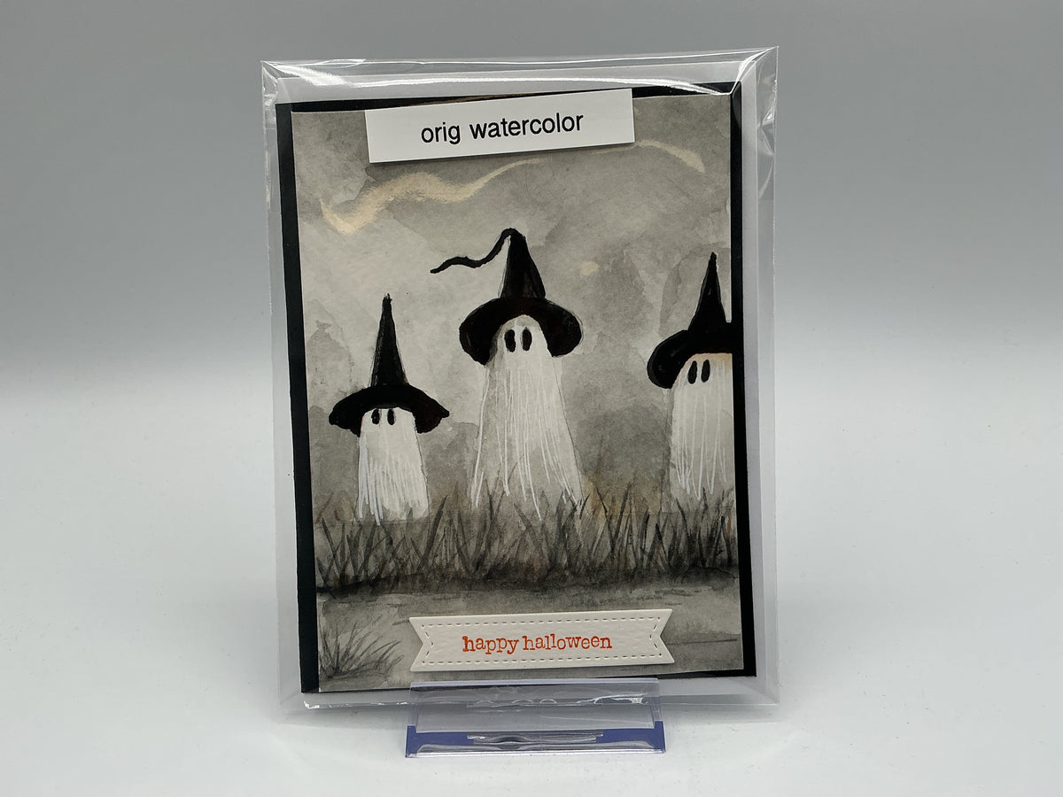 Ghost Trio original watercolor blank card