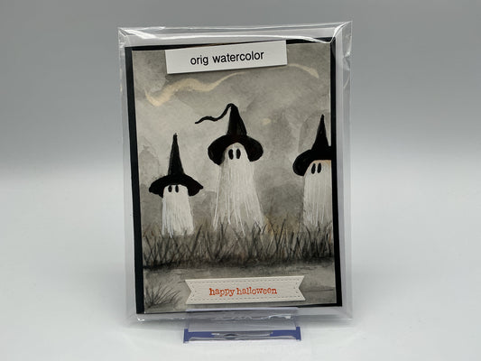 Ghost Trio original watercolor blank card