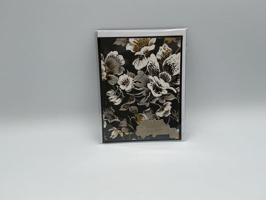 Gold flowers with sympathy blank card