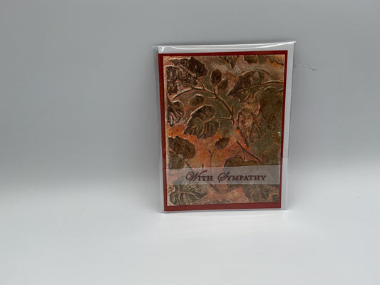 Leaves sympathy blank card