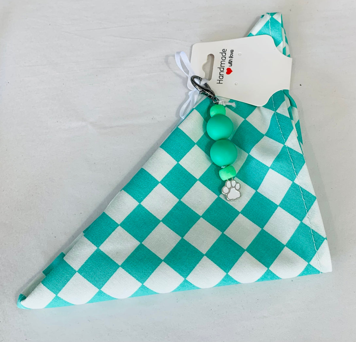 S/M Turquoise Checker Bandana