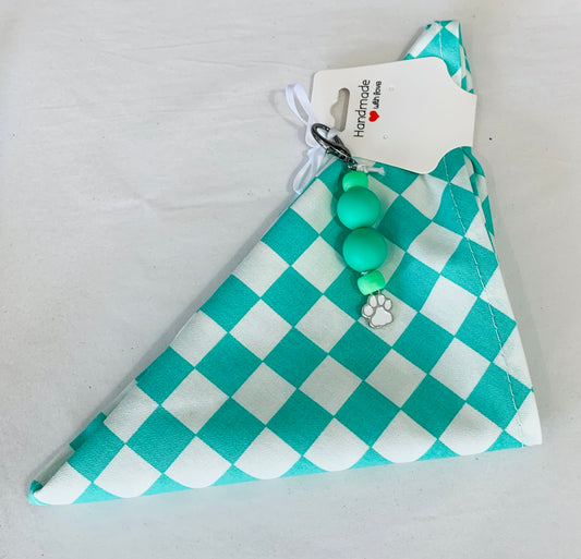 S/M Turquoise Checker Bandana
