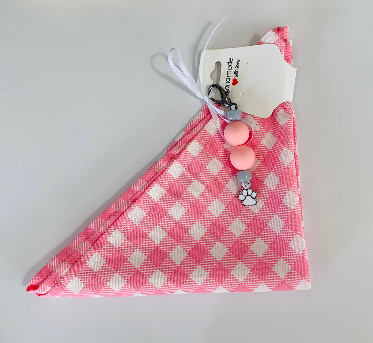 S/M Pink and White Checkered Bandana