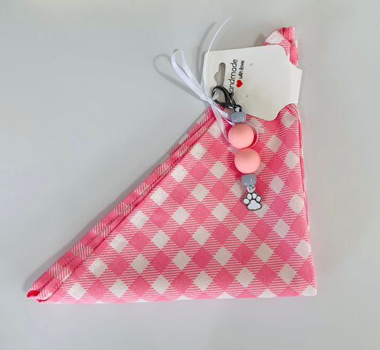 S/M Pink and White Checkered Bandana
