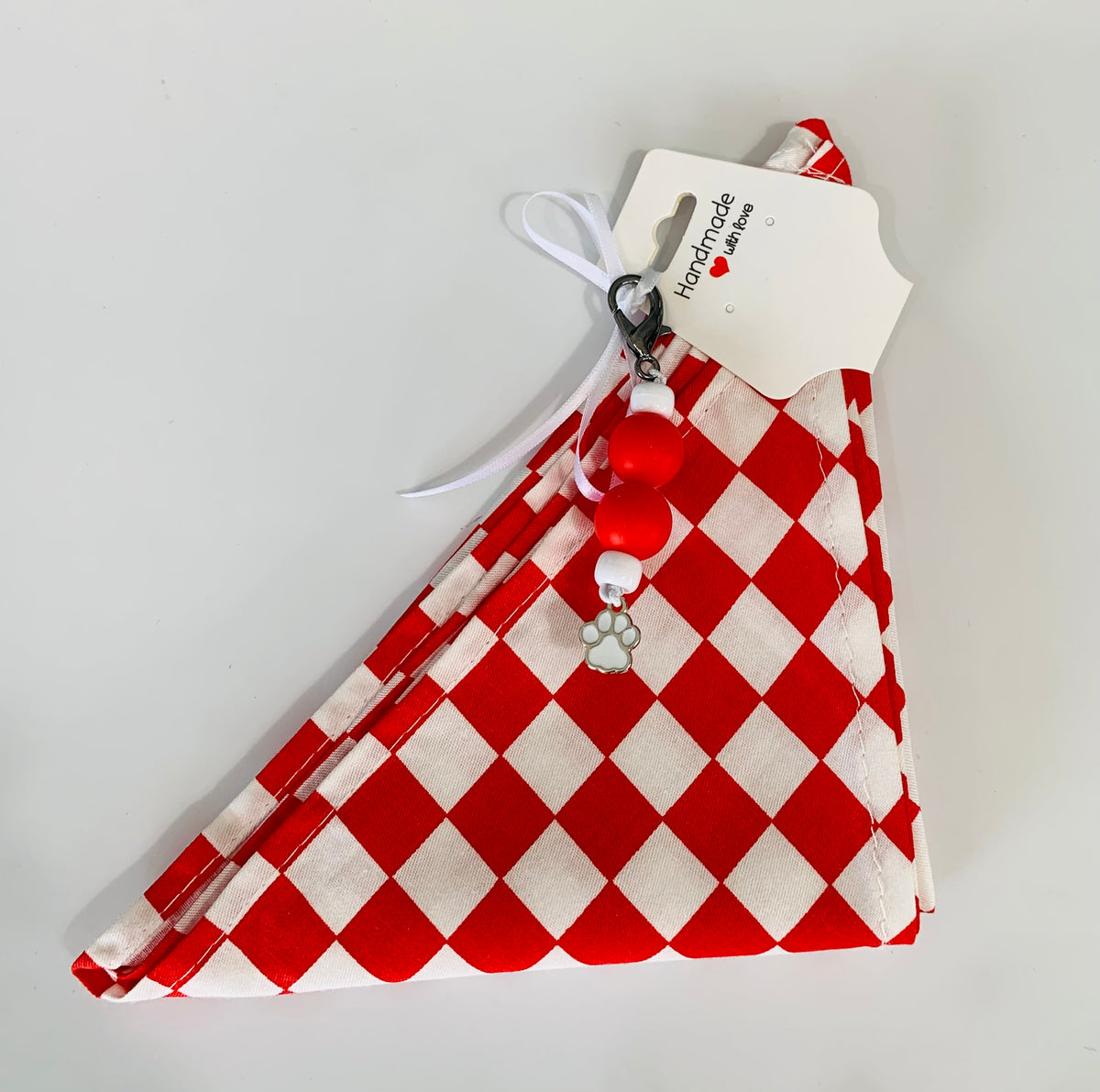 S/M Red and White Checkered Bandana