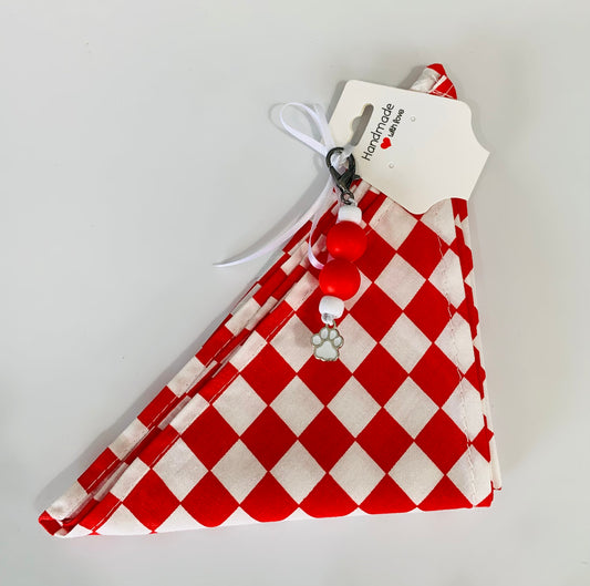 S/M Red and White Checkered Bandana