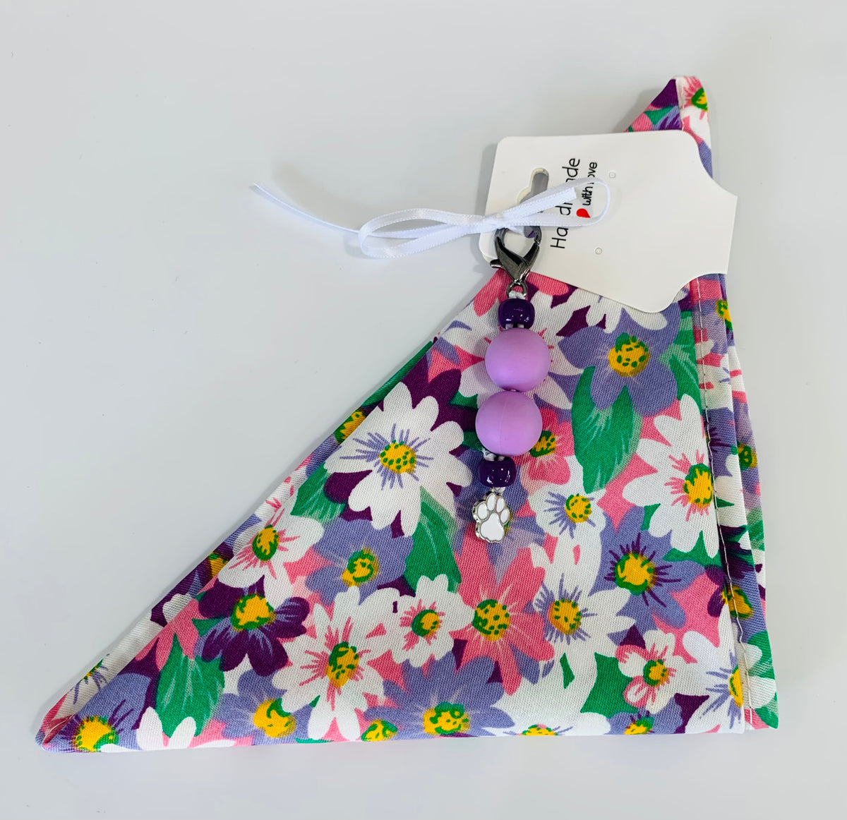 S/M Purple, White, Pink Flowers Bandana