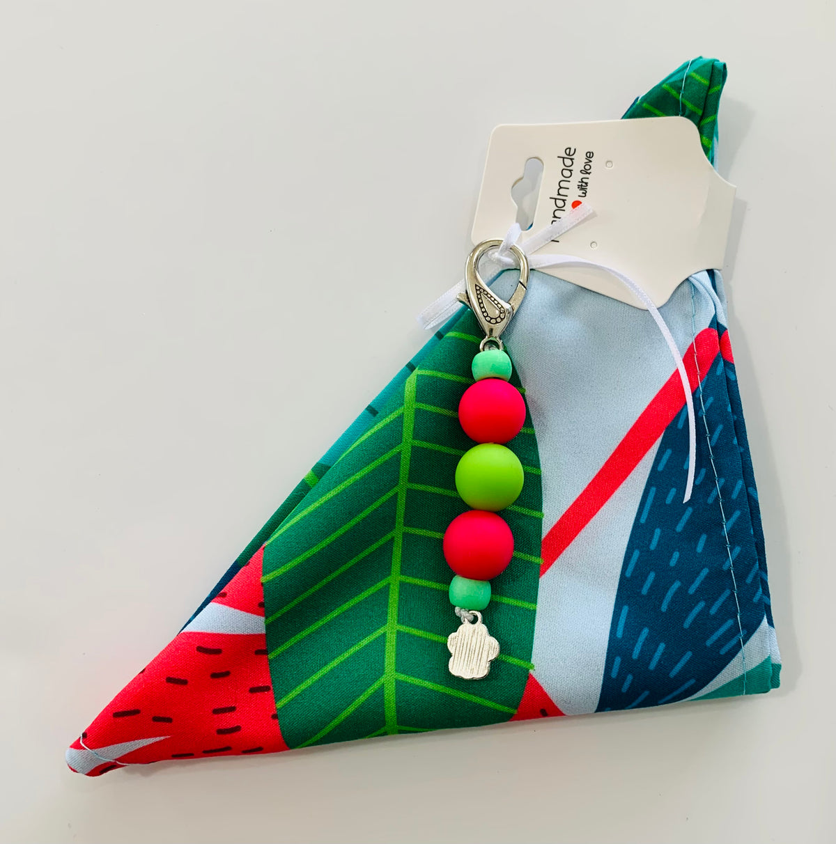 L/XL Bright Green Leaf Bandana