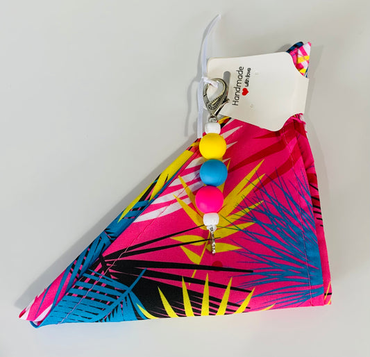 L/XL Yellow Blue Leaf Bandana