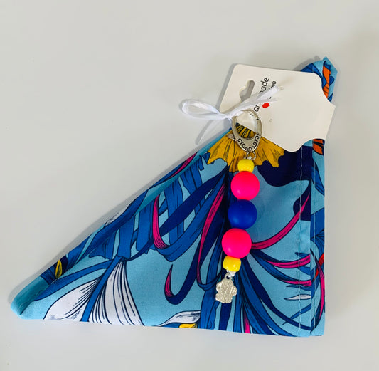 L/XL Blue with Yellow Flower Bandana