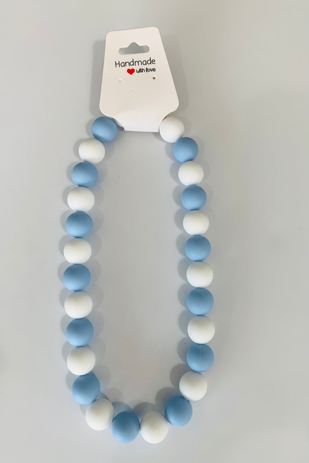 Medium Light Blue and WhiteNecklace