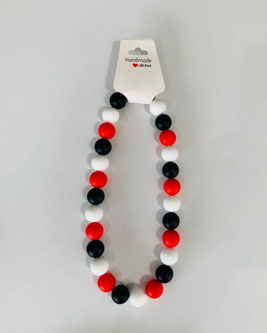 Medium Red, Black, Blue Necklace