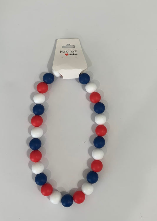Medium Red, White, Blue Necklace