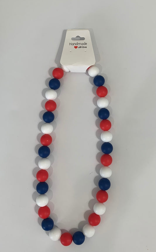 Large Red, White, Blue Necklace