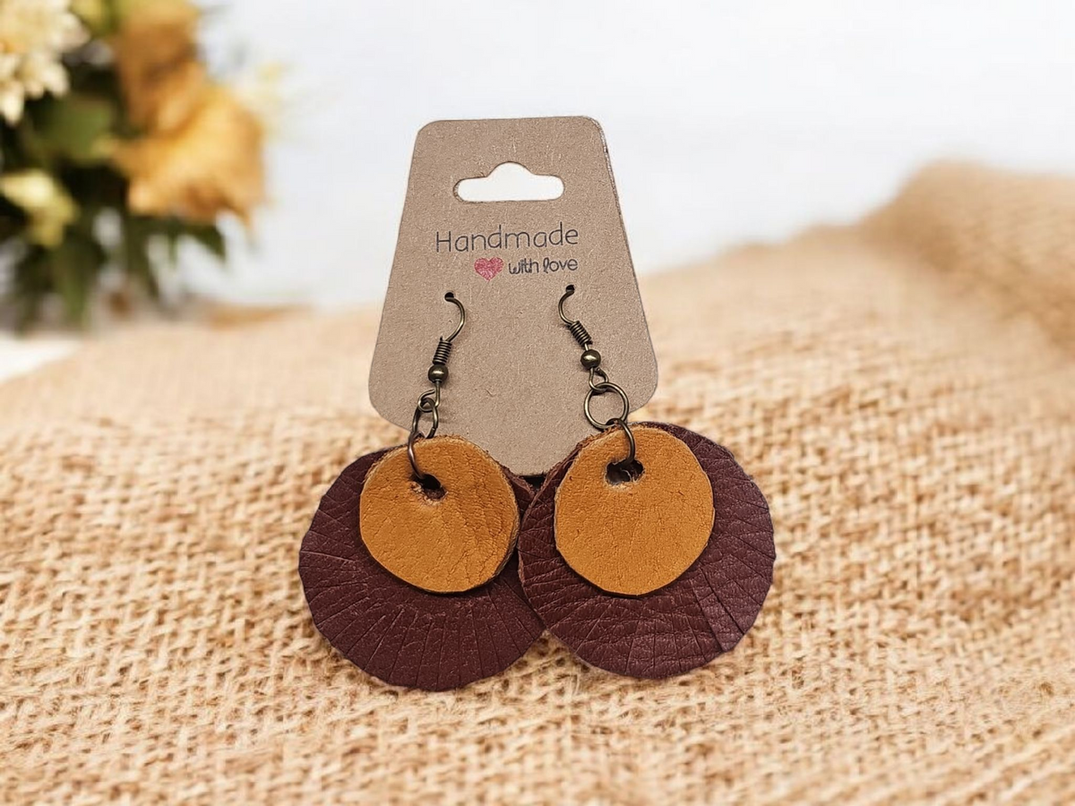 brown and mustard color Leader earrings
