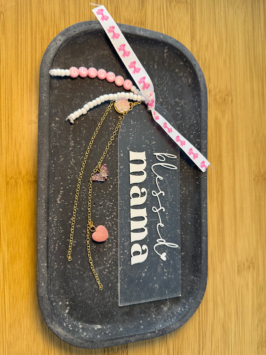 Pink, White, & Gold  Blessed Mama Charmed Acrylic Bookmark