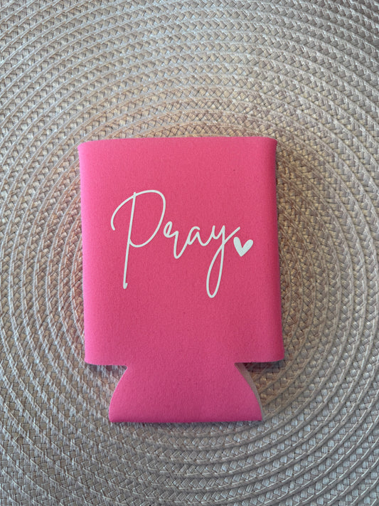 Pink and White  "Pray" Drink Sleeve