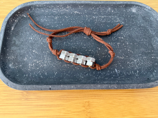 Brown  Men's Hex Nut Bracelet