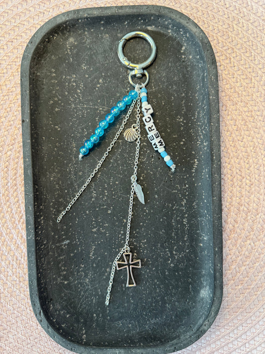 18 Blue and Silver  Bag Charm