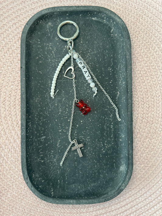 16 Red and Silver  Bag Charm
