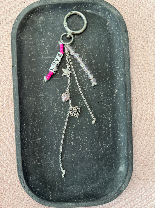 15 Pink, White, and Silver  Bag Charm
