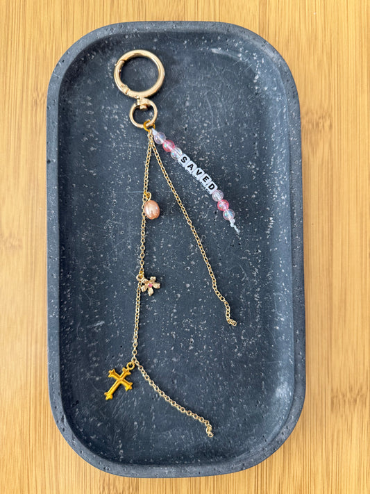 9 Gold and Pink  Bag Charm