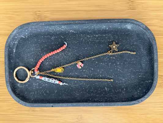 7 Coral and Gold  Bag Charm