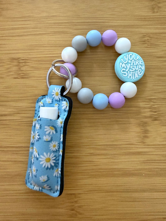 Light Blue  "You Are My Sunshine" Keychain Wristlet