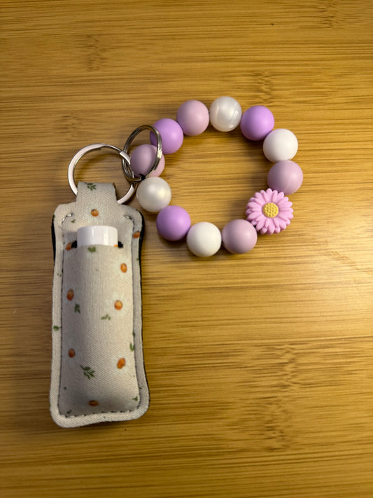 Purple  Daisy Keychain Wristlet