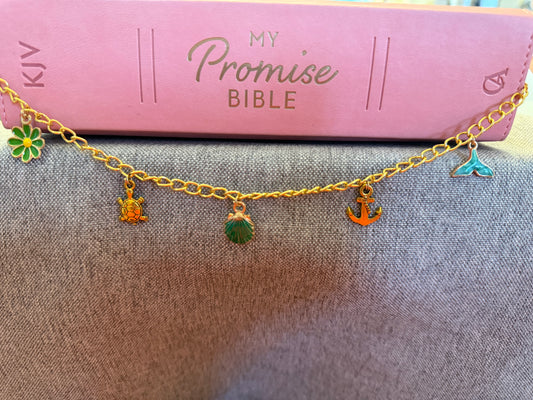 2 Gold and Green  Bible Charm