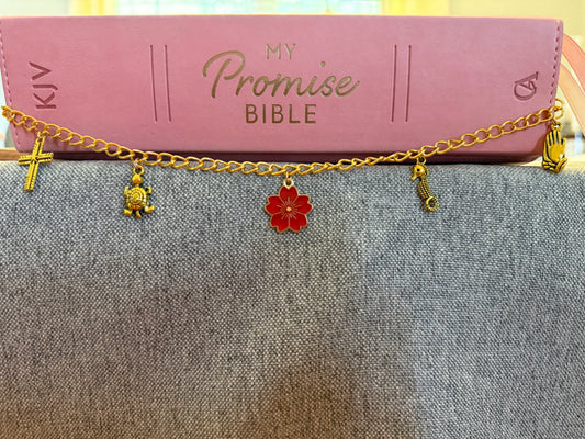 4 Gold and Red  Bible Charm