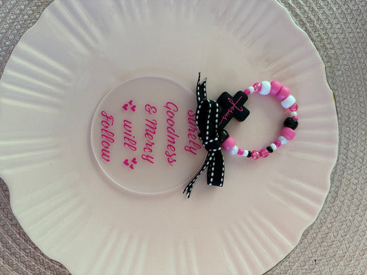 Cross 18 Pink  Acrylic Rearview Mirror Hanger