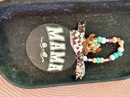 Mama 1 Pink and Blue  Acrylic Rearview Mirror Hanger