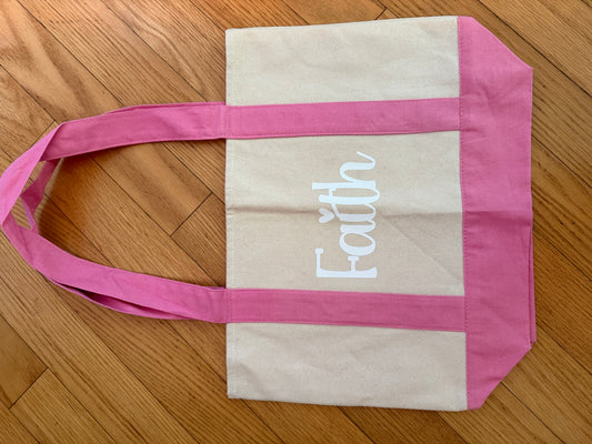 Pink  "Faith" Tote Bag