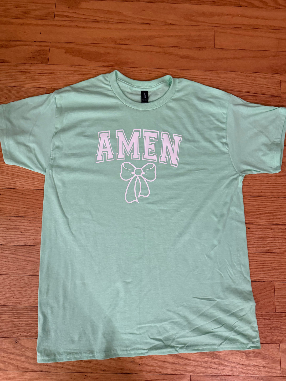 Mint Green  "Amen" T-Shirt Size Small