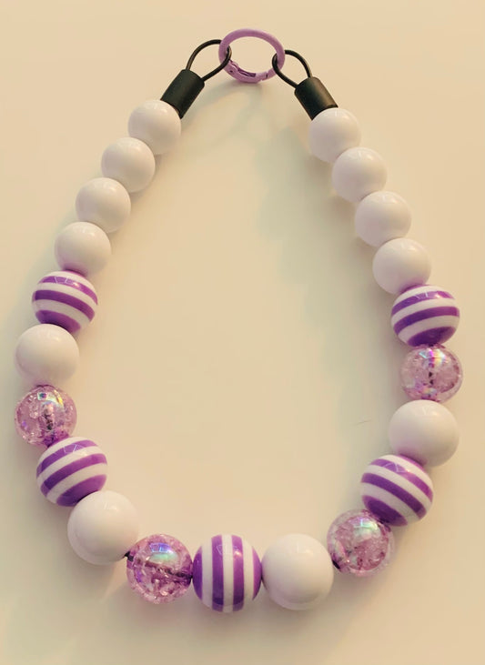 Purple and White The Beaded Paw Necklace Collar