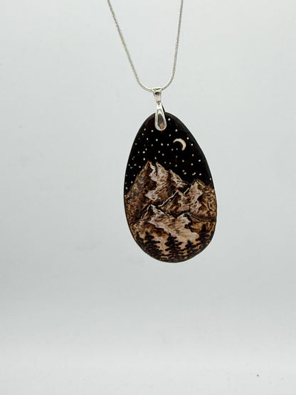 Large Mountain Scene Necklace